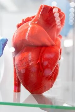 Models of the human heart, printed from plastic on a 3D printer Stock Photos