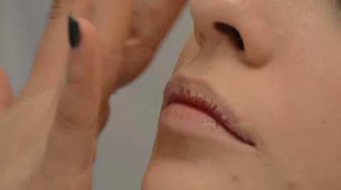 Models lips, makeup artist working Video stock 43977959