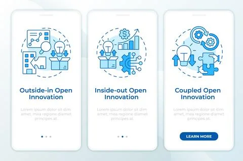 Models of open innovation blue onboarding mobile app screen Ilustração Stock