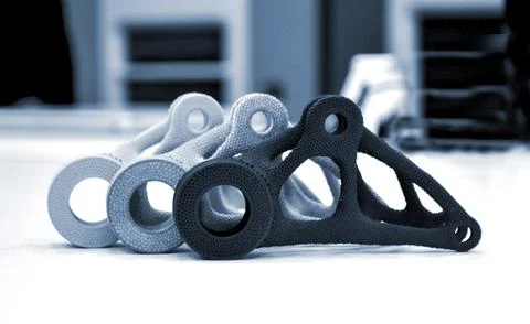 Models printed on 3D printer isolated on white background. Foto stock