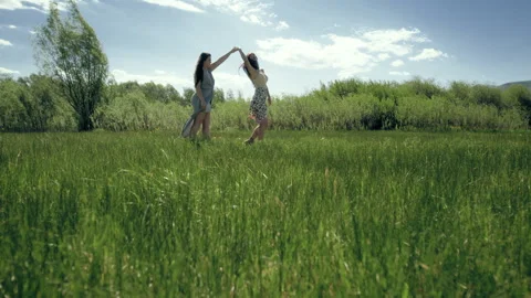 Models showcase graceful field dancing under bright skies Stock Footage 310197102