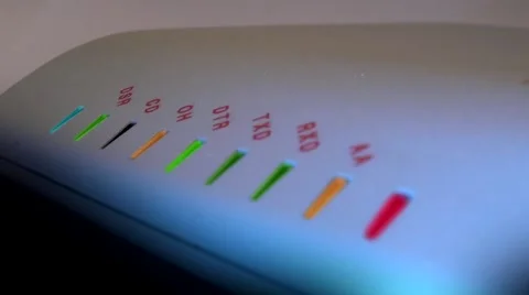 Modem Communication device with lights LEDs close up Video stock 44193200