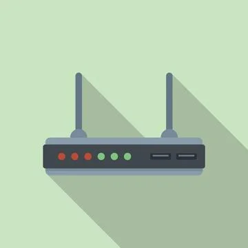 Modem equipment icon flat . Wifi internet Stock Illustration