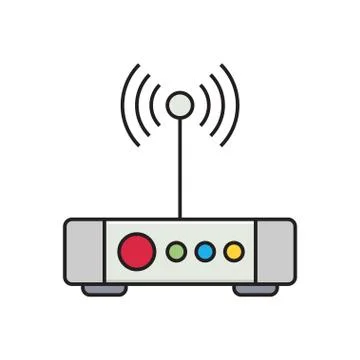 Modem flat color icon Stock Illustration
