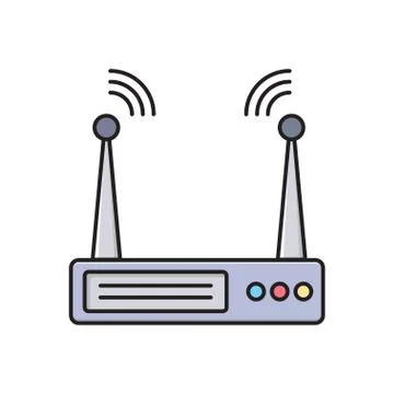Modem flat color icon Stock Illustration