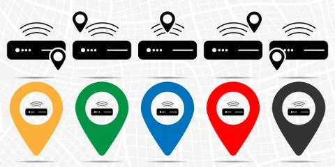 Modem icon in location set. Simple glyph, flat illustration element of techno Stock-Illustration