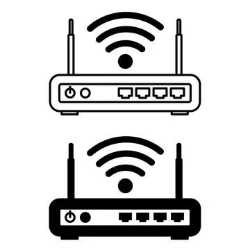 Modem Icons. Black and White Vector Illustration. Device That Helps Compute.. Stock Illustration