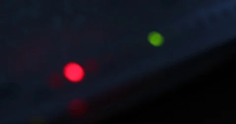 Modem router equipment internet connection lost from server, red light warning Stock Footage 80927023