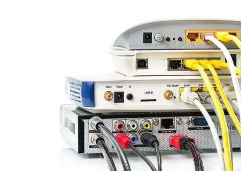 Modem router network hub Stock Photos