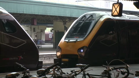 A Moden Express Train Coupling to Another Train Vidéo 255789984