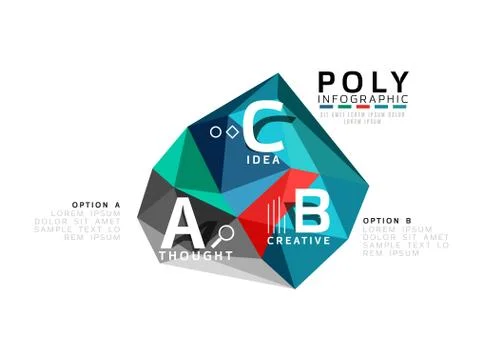 Moden low poly infographics template Stock Illustration
