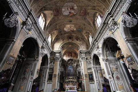 Modena, Italy - Emilia-Romagna region. Saint Barnaba church interior. Stock Photos