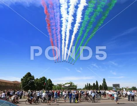 MODENA, ITALY, June 21, 2019 - Frecce Tricolori Stock Photos