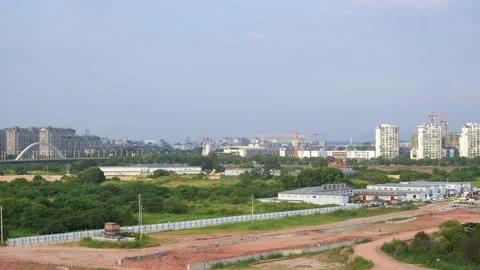 Moder cityscape through window of high speed train Stock Footage 194623391