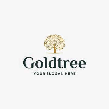 Moder Flat letter mark GOLDTREE logo design Stock Illustration