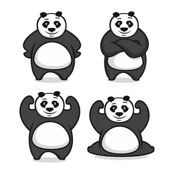 Moder mascot panda logo Stock Illustration