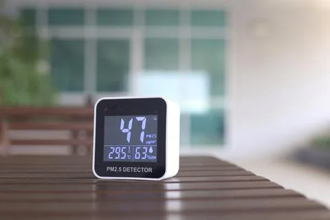 Moderately high amount of 2.5 micron particulate matter air pollution. sensor Stock Photos