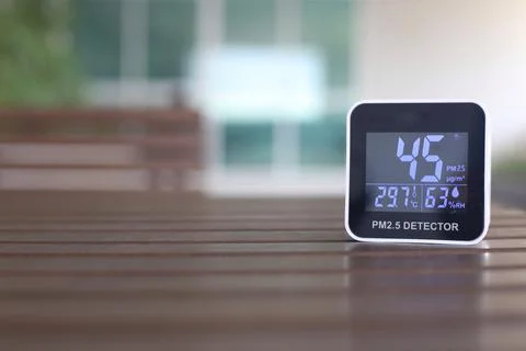 Moderately high amount of 2.5 micron particulate matter air pollution. sensor Stock Photos