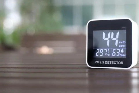 Moderately high amount of 2.5 micron particulate matter air pollution. sensor Stock Photos