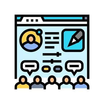 Moderator control virtual conference color icon vector illustration Illustrazione stock