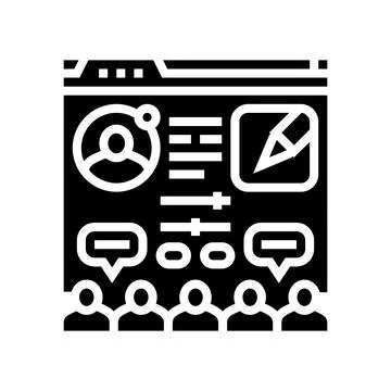 Moderator control virtual conference glyph icon vector illustration Stock Illustration