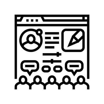 Moderator control virtual conference line icon vector illustration 스톡 일러스트