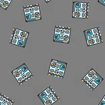 Moderator control virtual conference vector seamless pattern 스톡 일러스트