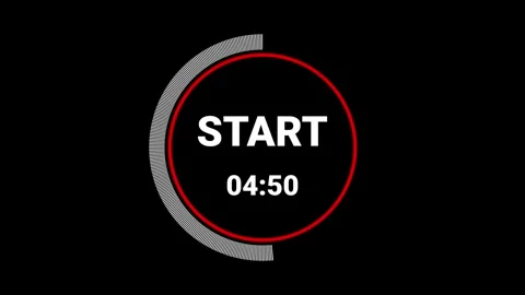 Modern 10 second red circular digital timer animation on black background. .. Stock Footage 341409819
