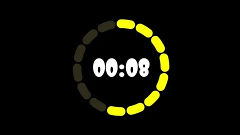 Modern 15 second countdown timer with yellow circular progress dark background Stock Footage 335691422