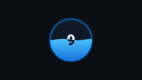 Modern 15 Second Countdown Timer with Liquid Fill Effect and Glowing Circle Stock Footage 341387103