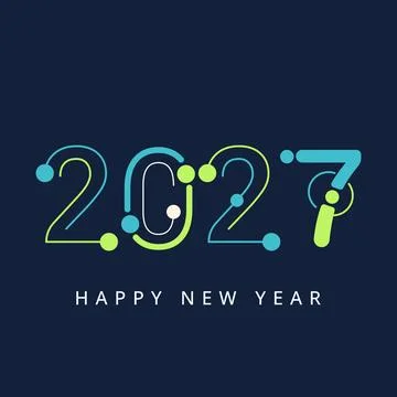 Modern 2027 Year Numbers with Connected Dots and Lines on Dark Background Stock-Illustration