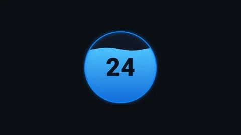 Modern 30 Second Countdown Timer with Liquid Fill Effect and Glowing Circle Stock Footage 341387102