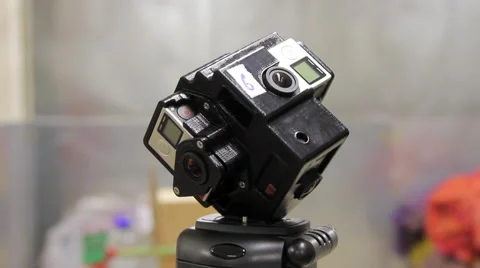Modern 360 Degrees Video Camera. VR gopro 360 Stock Footage 61349027