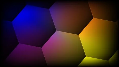 Modern 3D abstract hexagon background with vibrant colorful blue and yellow.. Stock Illustration