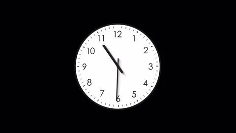 Modern 3D analog wall clock on black background. Time running loop. Time concept 스톡 사진