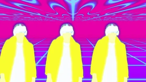 Modern 3D animation, an unusual guy with virtual reality glasses VR. Stock Footage 120447698