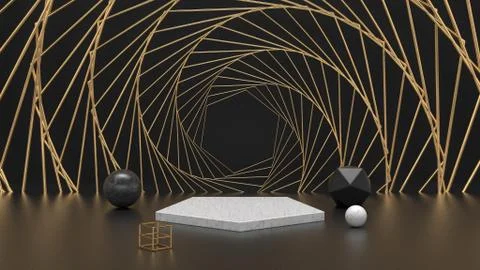 Modern 3d background. White marble product stand. 3d illustration Stock Illustration