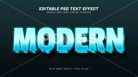 Modern 3d blue glow text effect editable PSD Template