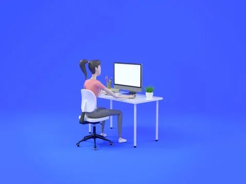 Modern 3d character web development isometric illustration. Learning programming Ilustração Stock