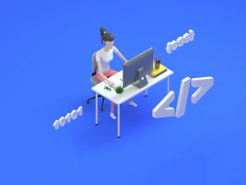 Modern 3d character web development isometric illustration. Learning programming Ilustración de archivo