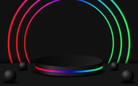 Modern 3D Circle Podium with Background, Minimalist Style Product Display, .. Illustrazione stock