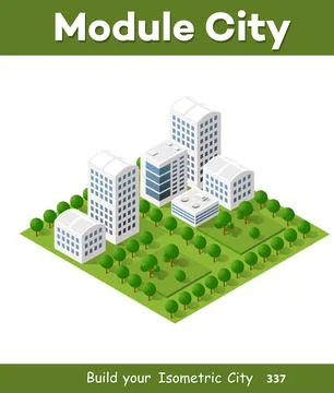 Modern 3D city isometric Ilustração Stock