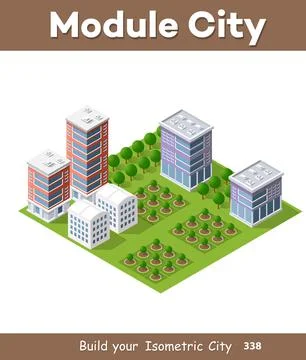 Modern 3D city isometric Ilustração Stock