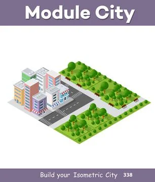 Modern 3D city isometric Ilustração Stock