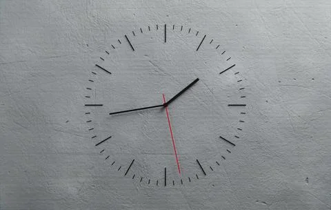 Modern 3D Clock Design on Concrete Wall Background, Time Concept Background Stock Illustration
