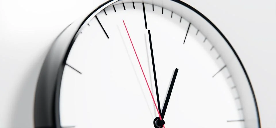 Modern 3D Clock Design on Light Wall Background, Time Concept Background Stock Illustration