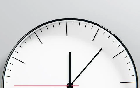 Modern 3D Clock Design on White Wall Background Displaying Time Stock Illustration