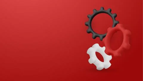 Modern 3D cogwheels concept, representing machinery, automation, workflow Stock Illustration