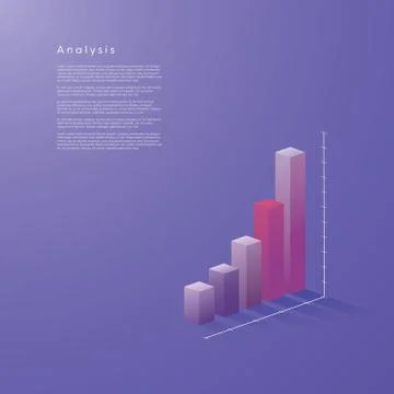 Modern 3d column, bar graph vector element in isometric style with soft color Stock Illustration