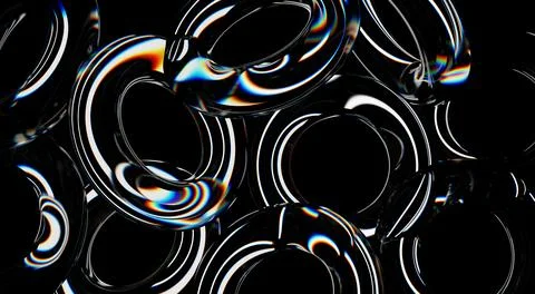 Modern 3D Composition of Reflective Glass Circles 스톡 사진